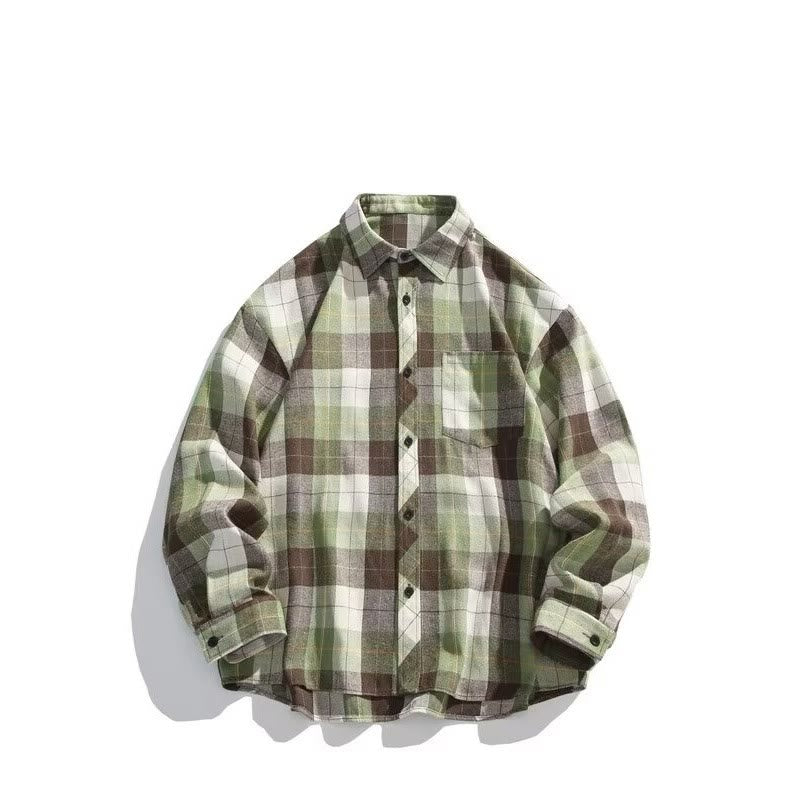 Chemise western rétro à carreaux pour homme, manches longues - Vert - 3XL - image 5