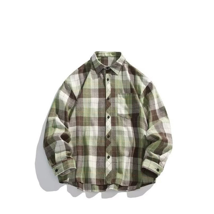 Chemise western rétro à carreaux pour homme, manches longues - Vert - 3XL - image 5