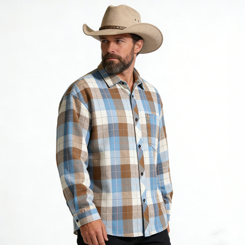Chemise western rétro à carreaux pour homme, manches longues - image 3