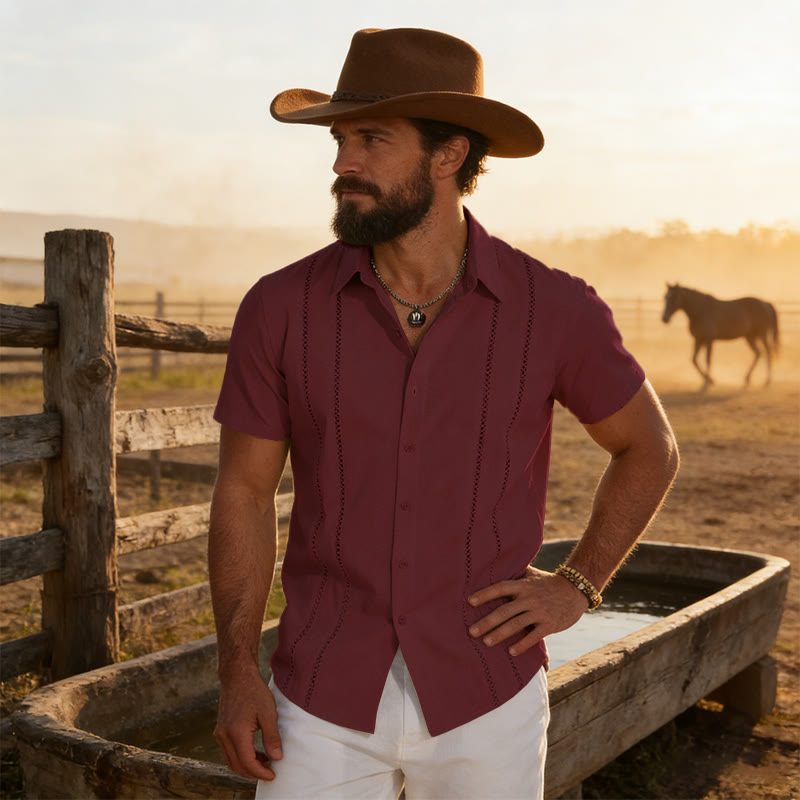 Chemise d'été décontractée pour homme à manches courtes imprimée en 3D - Vin - 6XL - image 12