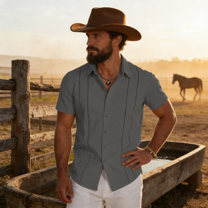 Chemise d'été décontractée pour homme à manches courtes imprimée en 3D - Gris - 6XL - image 6