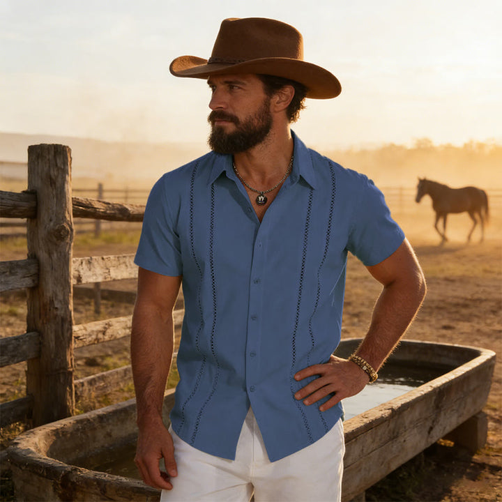 Chemise d'été décontractée pour homme à manches courtes imprimée en 3D - Bleu - 6XL - image 11