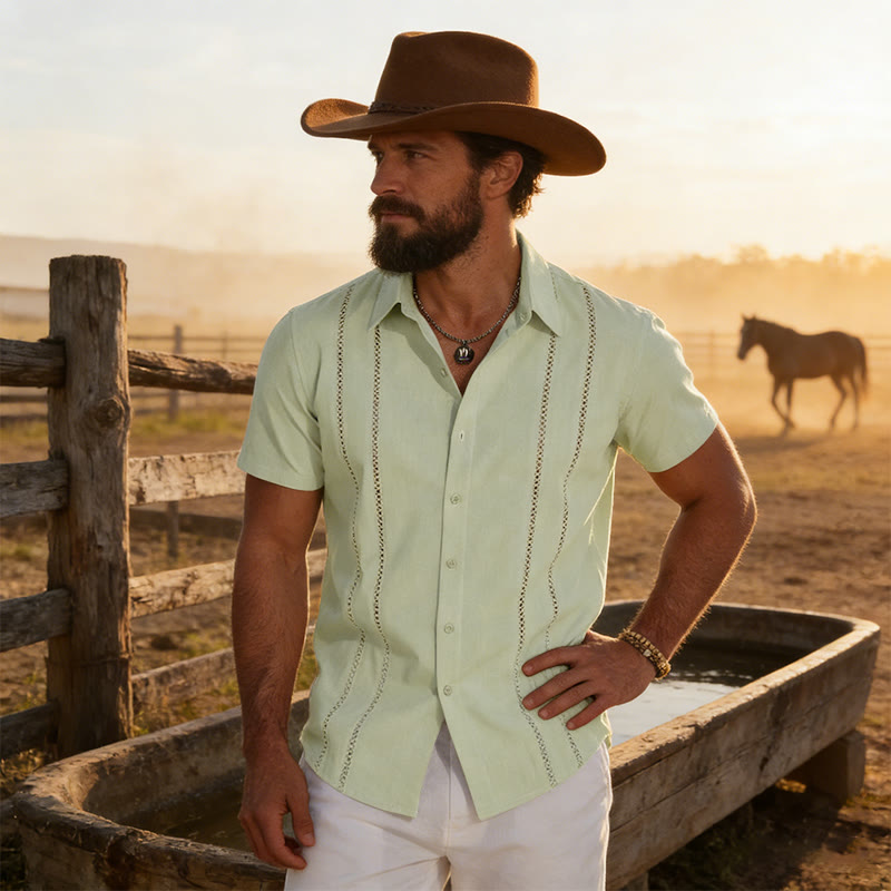 Chemise d'été décontractée pour homme à manches courtes imprimée en 3D - Vert clair - 6XL - image 7