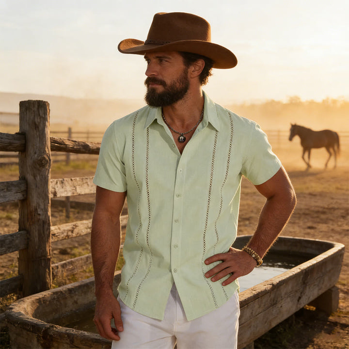 Chemise d'été décontractée pour homme à manches courtes imprimée en 3D - Vert clair - 6XL - image 7