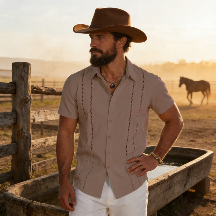 Chemise d'été décontractée pour homme à manches courtes imprimée en 3D - Café - 6XL - image 4