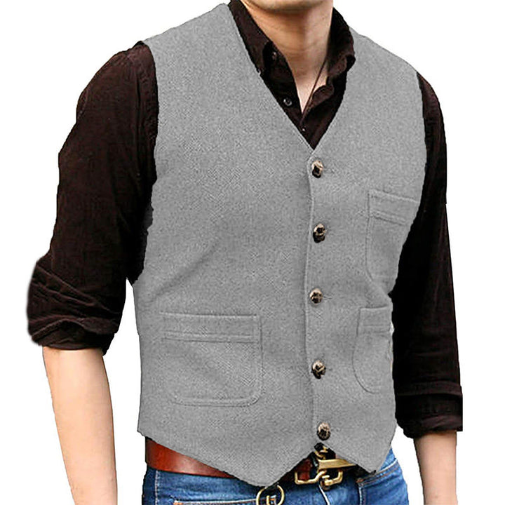 Gilet rétro western pour homme, col en V, poches multiples - Argent - 3XL - image 15