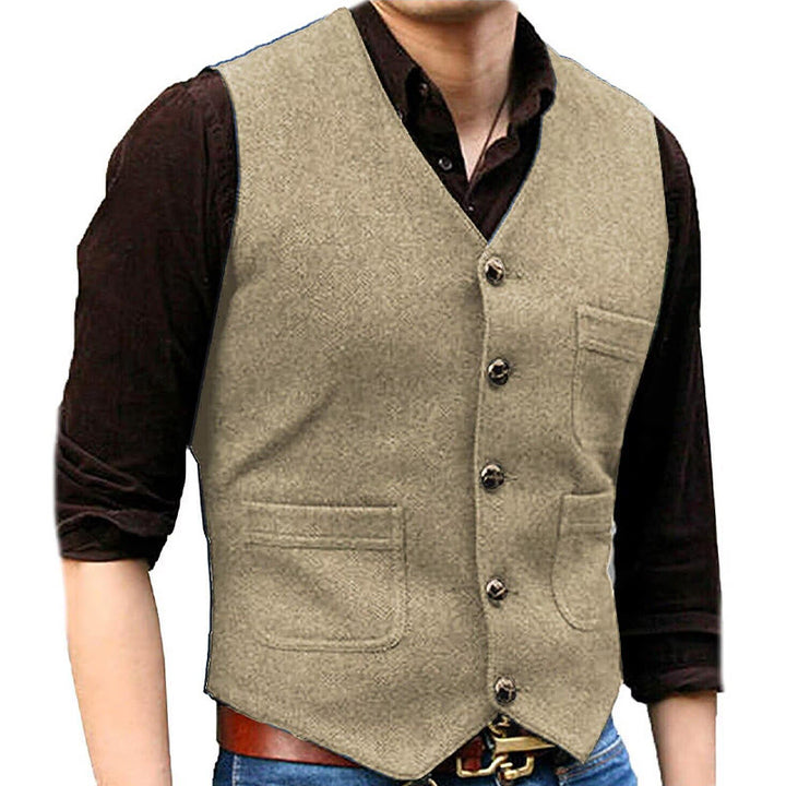 Gilet rétro western pour homme, col en V, poches multiples - Champagne - 3XL - image 16