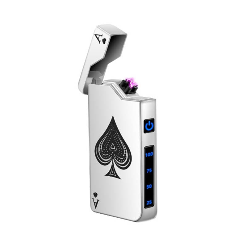 Briquet de charge à double arc métallique avec affichage LED et indicateur de puissance - Argent - image 0