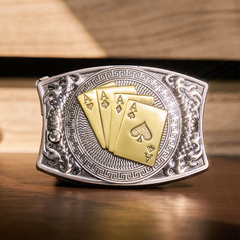 Ceinture en cuir pour homme avec couteau pliant caché et poker doré - Poker d'or - Sans ceinture - Ceinture non incluse - image 0