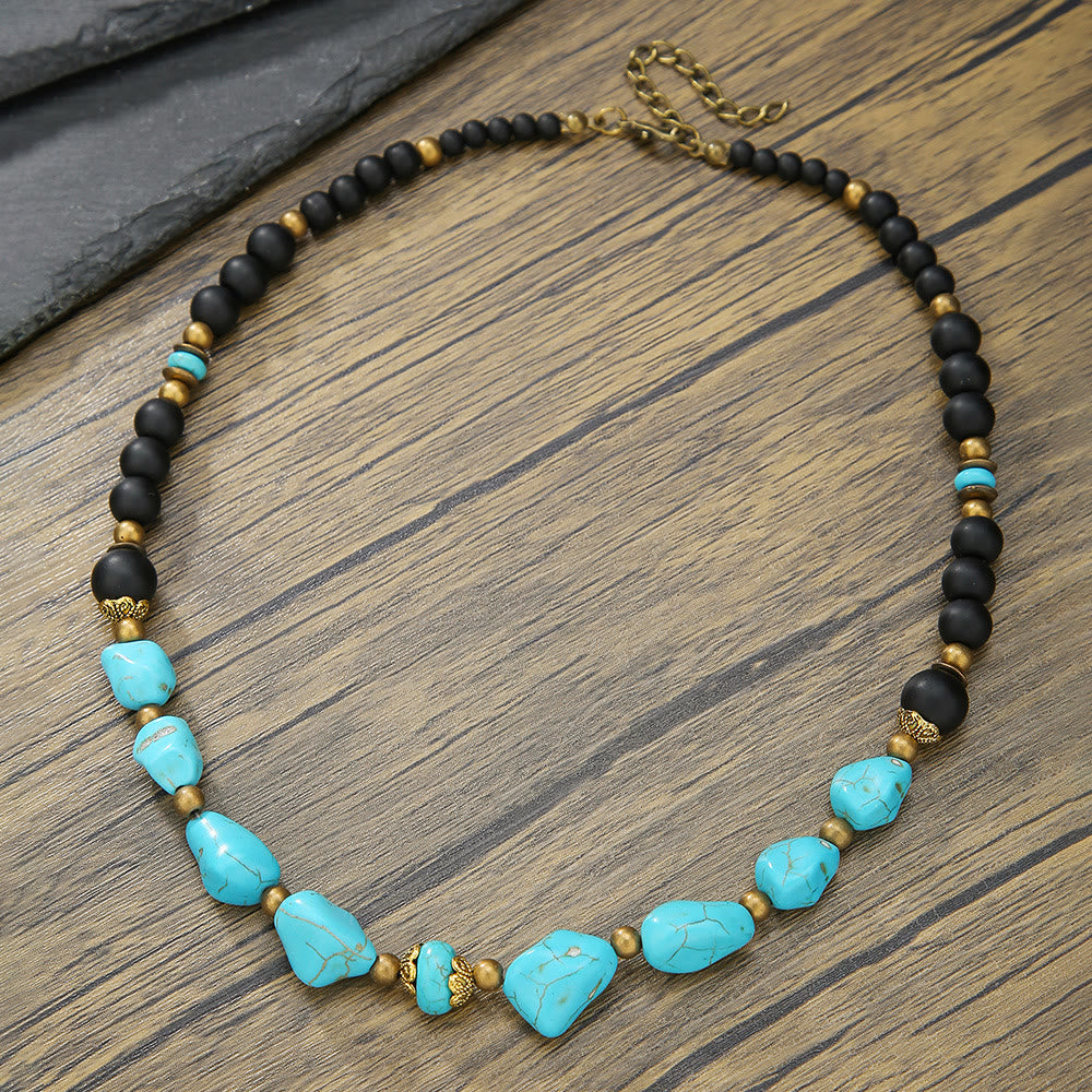 Collier pendentif cœur multicouche en perles turquoise - Turquoise - image 0