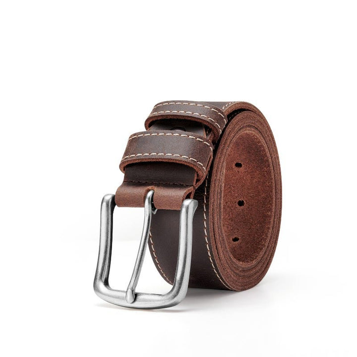 Ceinture en cuir robuste à coutures contrastées vintage - image 2