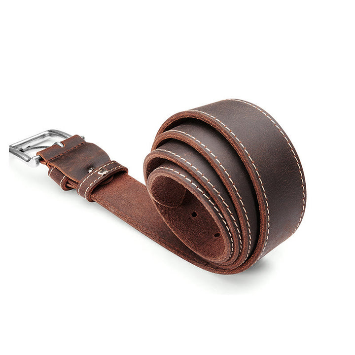 Ceinture en cuir robuste à coutures contrastées vintage - image 1