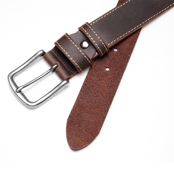 Ceinture en cuir robuste à coutures contrastées vintage - image 3