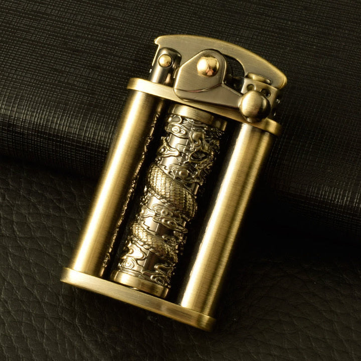 Briquet pilier Dragon doré en métal à motif floral, créatif et roulant - Style n° 5 - image 6