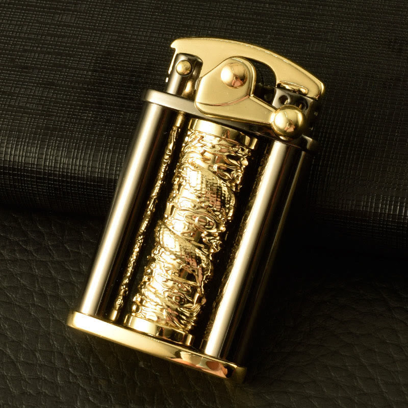 Briquet pilier Dragon doré en métal à motif floral, créatif et roulant - Style n° 3 - image 4