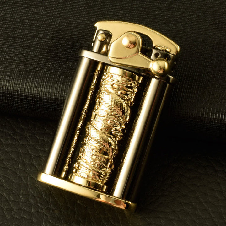 Briquet pilier Dragon doré en métal à motif floral, créatif et roulant - Style n° 3 - image 4