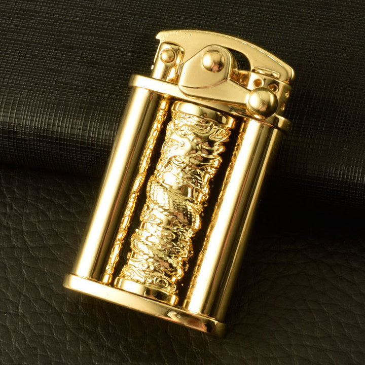 Briquet pilier Dragon doré en métal à motif floral, créatif et roulant - Style n° 2 - image 3