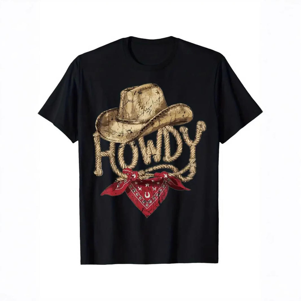 T-shirt imprimé style western vintage pour homme « Howdy cowboy » - image 1