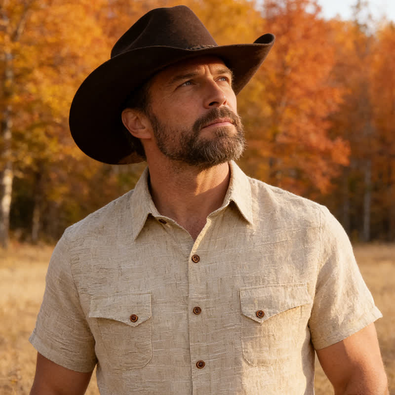 Chemise décontractée de style western pour homme avec poches poitrine - Beige - 2XL - image 6