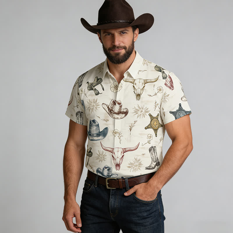 Chemise pour homme à imprimé western, ranch et Far West - image 1