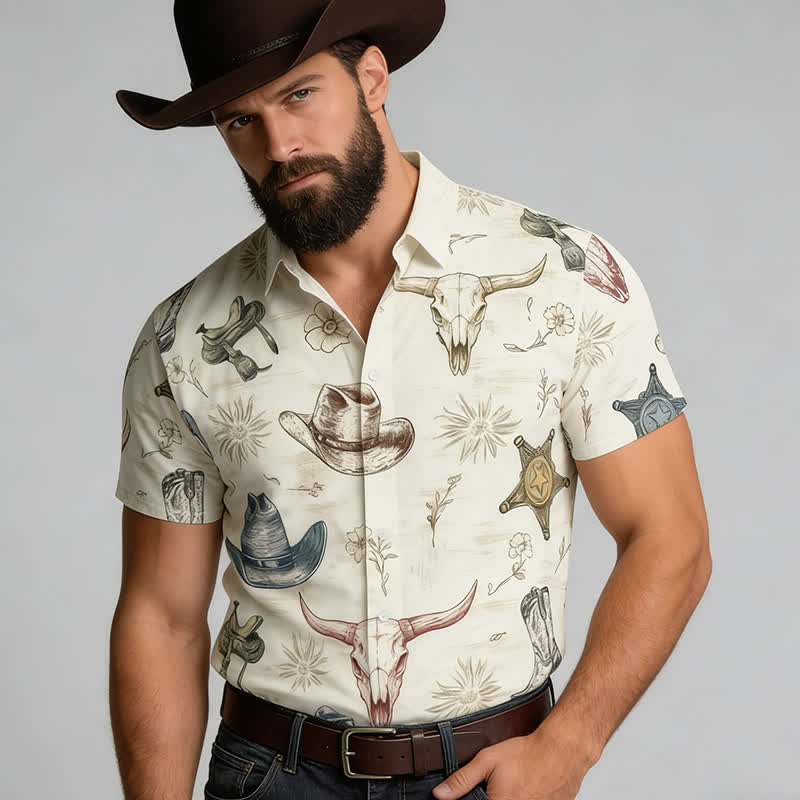Chemise pour homme à imprimé western, ranch et Far West - image 2