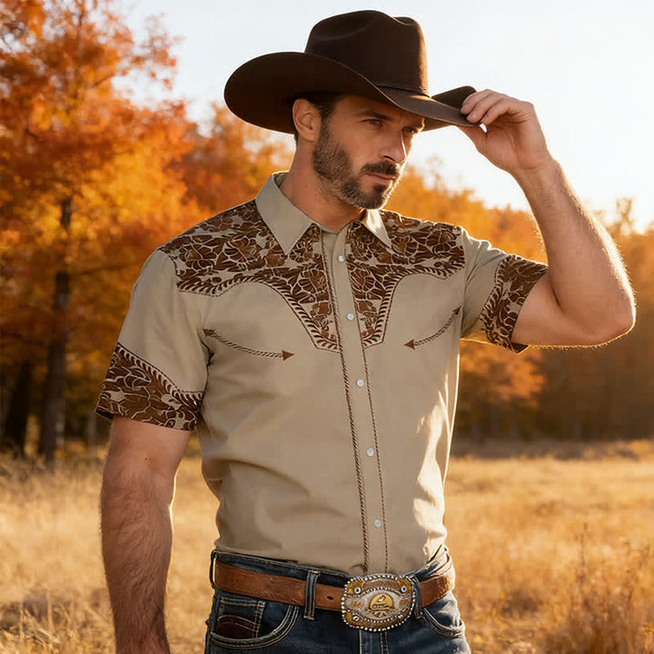 Chemise western polyvalente pour homme, à imprimé floral 3D - image 3