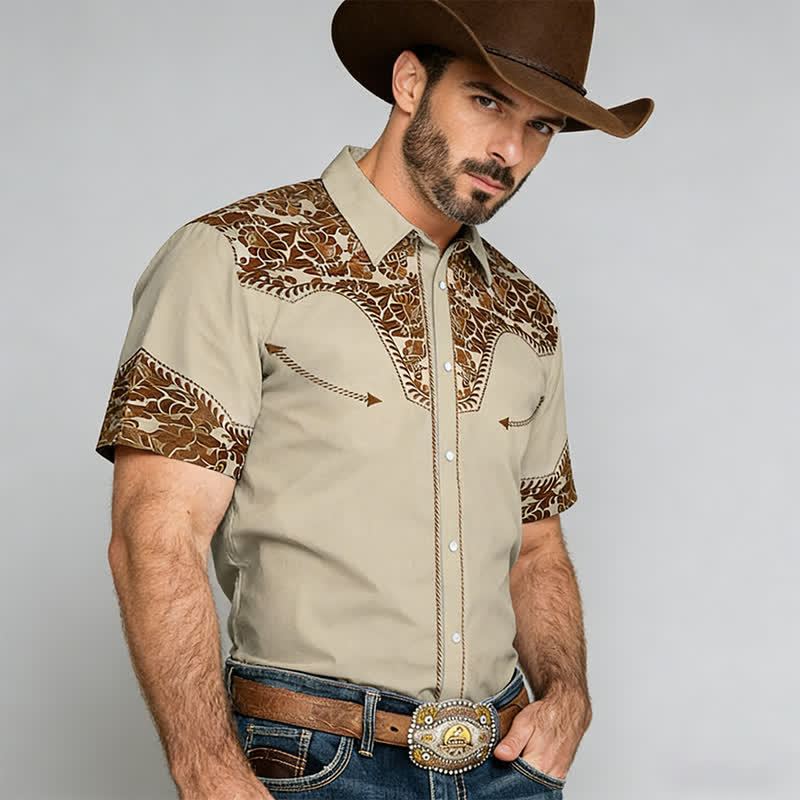 Chemise western polyvalente pour homme, à imprimé floral 3D - image 1