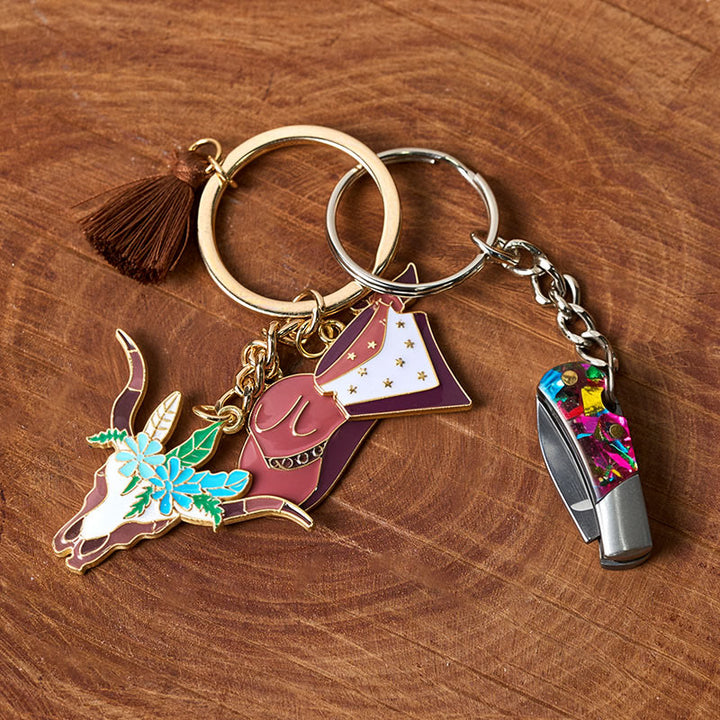 Porte-clés couteau pliant pendentif Western Flower Bullhead à plusieurs éléments - image 2