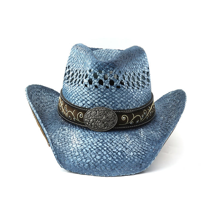 Chapeau de soleil western en paille à bord incurvé - image 12