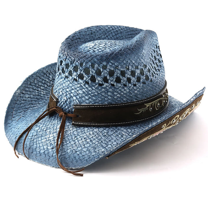 Chapeau de soleil western en paille à bord incurvé - image 11