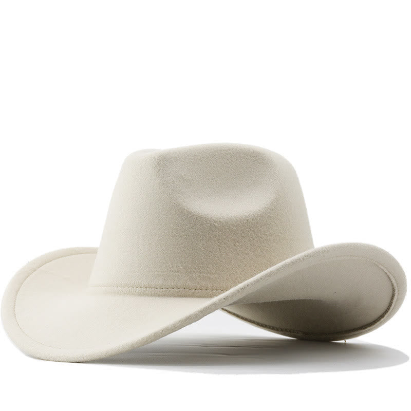 Chapeau de cowboy uni style western pour adultes et enfants - Adulte - Beige - L(23 5/8") - image 1