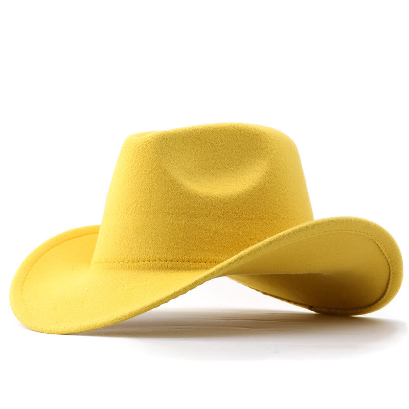 Chapeau de cowboy uni style western pour adultes et enfants - Adulte - Jaune - L(23 5/8") - image 13