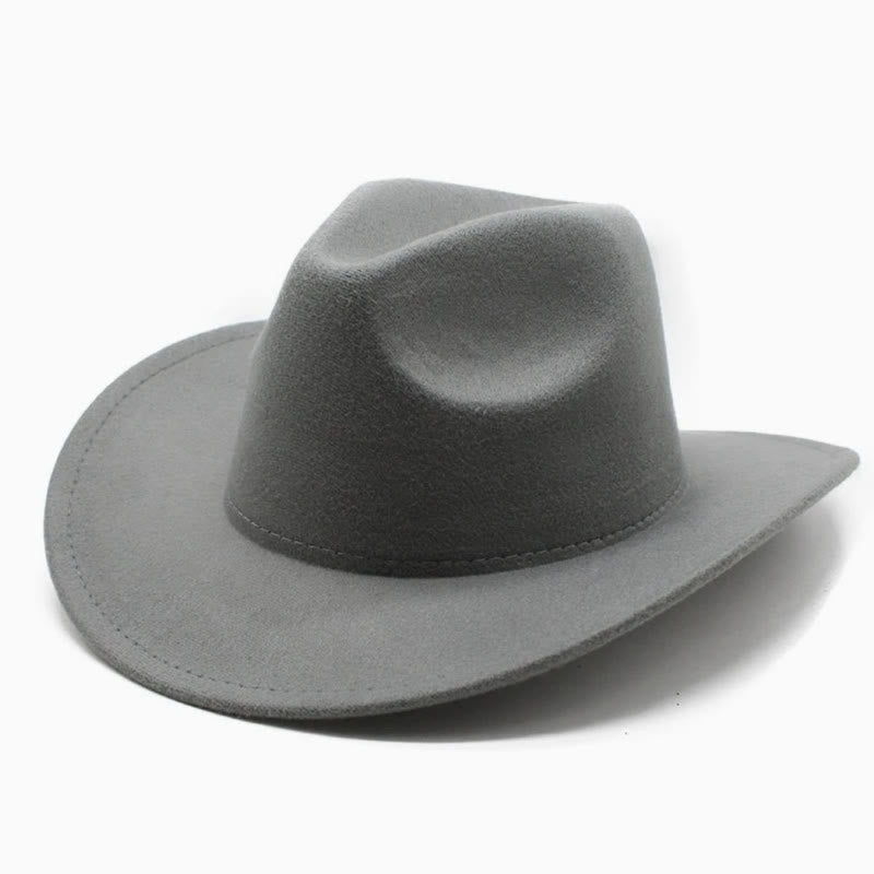 Chapeau de cowboy uni style western pour adultes et enfants - Adulte - Gris - L(23 5/8") - image 4