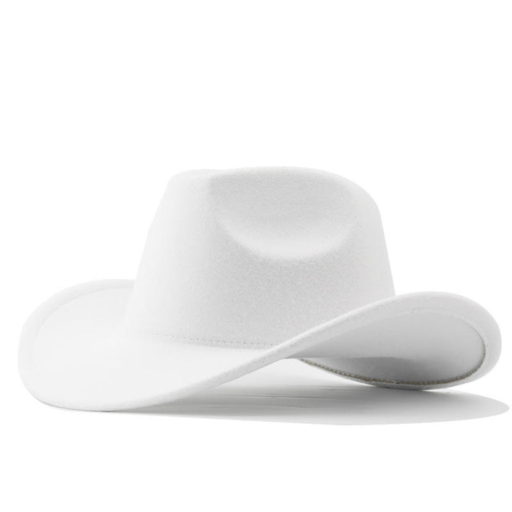 Chapeau de cowboy uni style western pour adultes et enfants - Adulte - Blanc - L(23 5/8") - image 0
