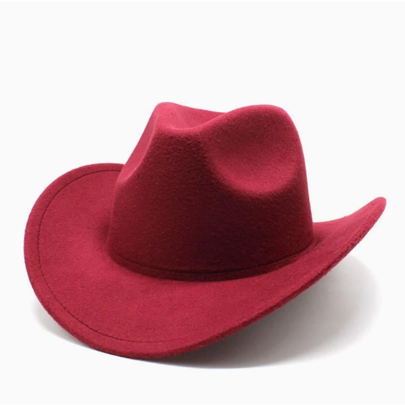 Chapeau de cowboy uni style western pour adultes et enfants - Adulte - Vin - L(23 5/8") - image 3