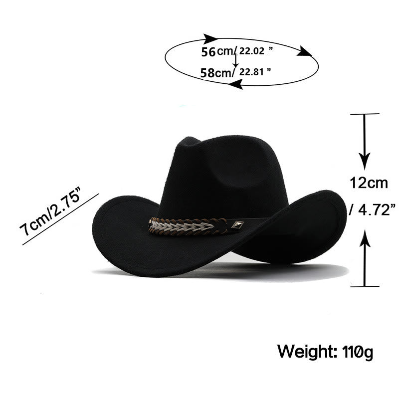 Chapeau de cowboy western en laine à large ceinture pour couple - image 4
