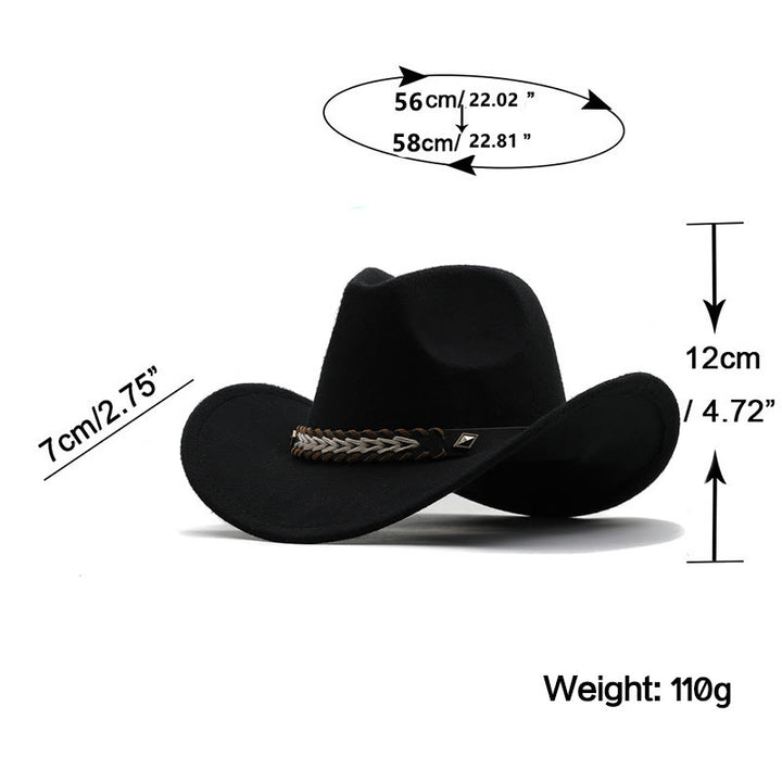 Chapeau de cowboy western en laine à large ceinture pour couple - image 4