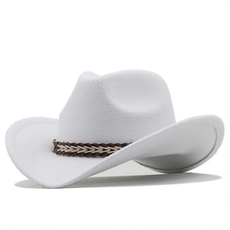 Chapeau de cowboy western en laine à large ceinture pour couple - Blanc - M (22"-22 7/8") - image 11