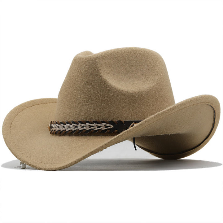 Chapeau de cowboy western en laine à large ceinture pour couple - Chameau - M (22"-22 7/8") - image 5
