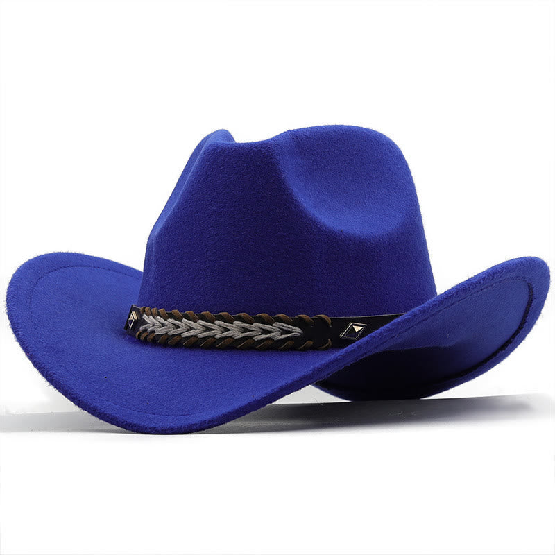 Chapeau de cowboy western en laine à large ceinture pour couple - Bleu royal - M (22"-22 7/8") - image 10