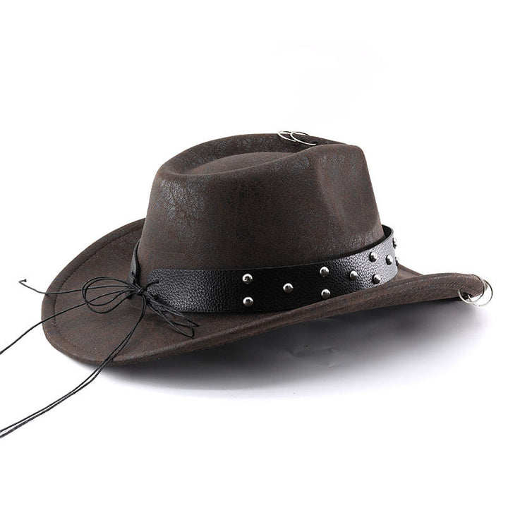 Chapeau de cowboy unisexe en cuir PU avec décor de crâne pour fête - image 8
