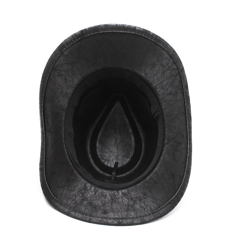 Chapeau de cowboy unisexe en cuir PU avec décor de crâne pour fête - image 4