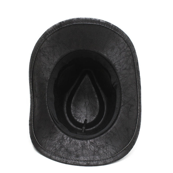 Chapeau de cowboy unisexe en cuir PU avec décor de crâne pour fête - image 4