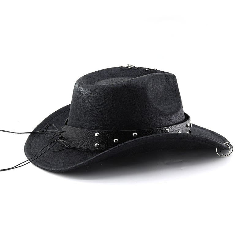 Chapeau de cowboy unisexe en cuir PU avec décor de crâne pour fête - image 2