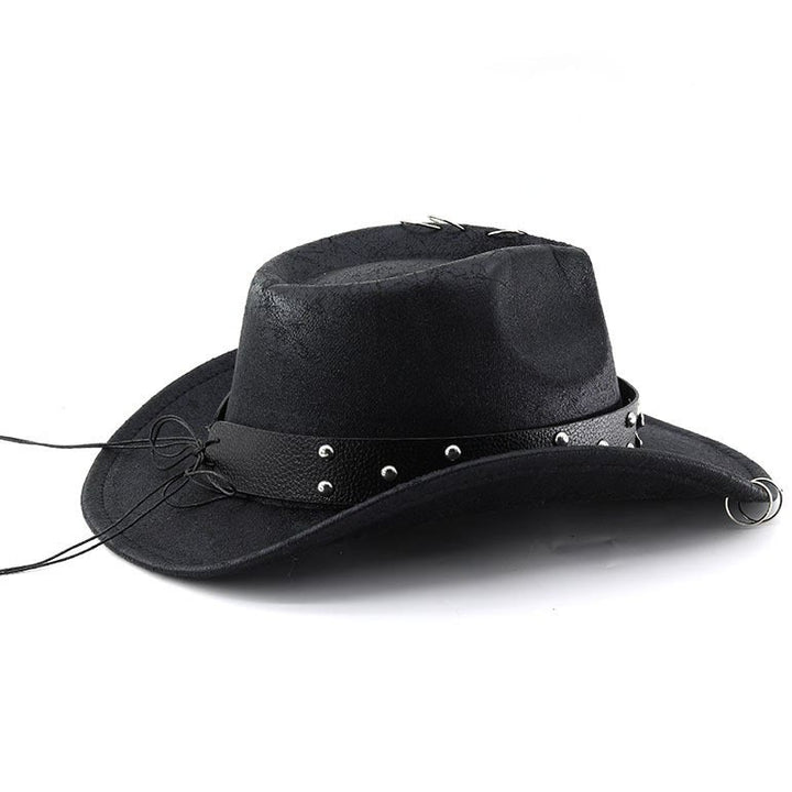 Chapeau de cowboy unisexe en cuir PU avec décor de crâne pour fête - image 2