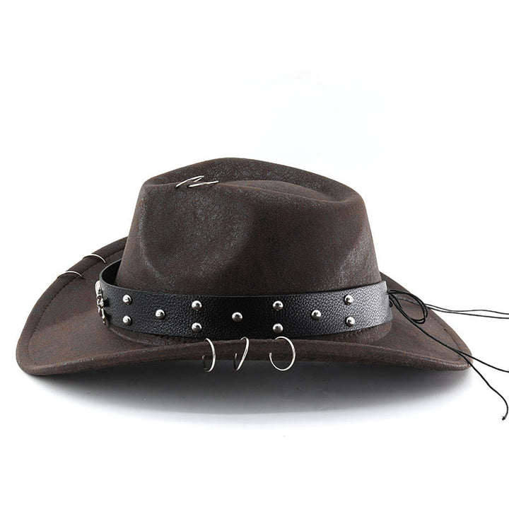 Chapeau de cowboy unisexe en cuir PU avec décor de crâne pour fête - image 7