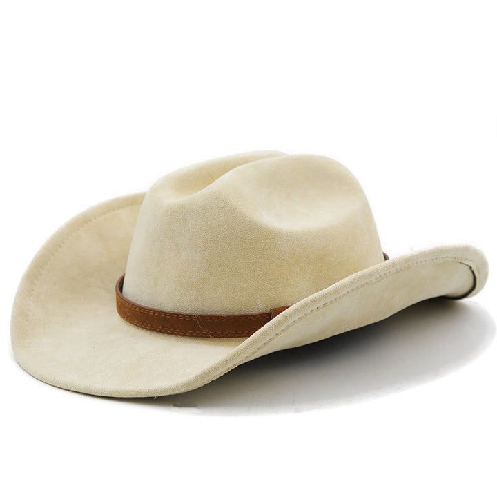 Chapeau de cowboy western vintage en daim à bord incurvé - Beige - M (22"-22 7/8") - image 4