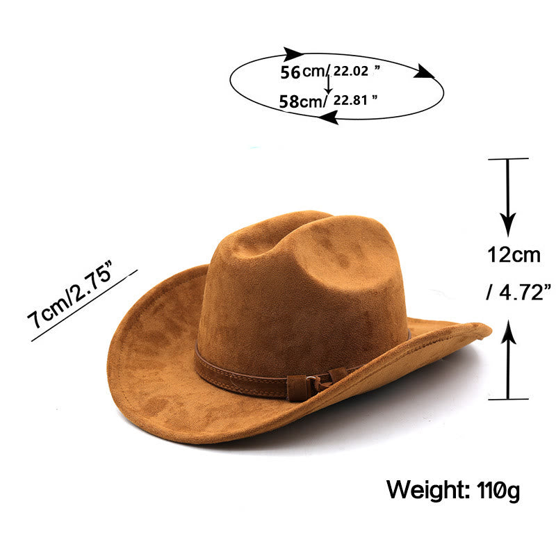 Chapeau de cowboy western vintage en daim à bord incurvé - image 1