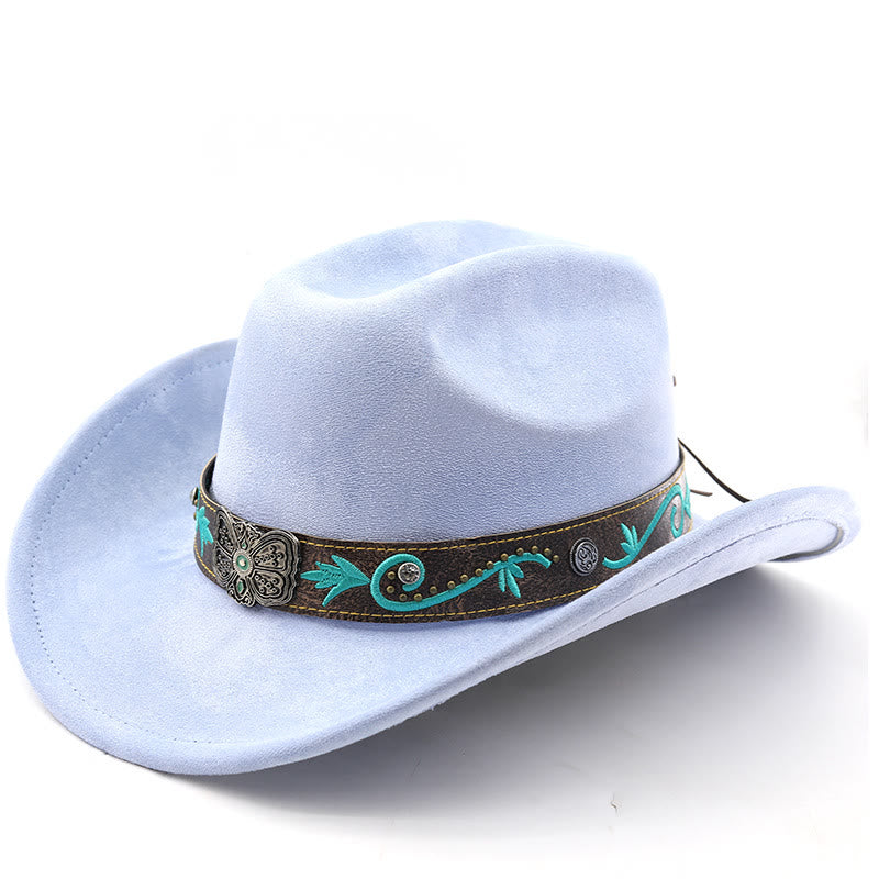 Chapeau de cowboy western vintage à large bord pour l'été - Bleu ciel clair - M (22"-22 7/8") - image 7
