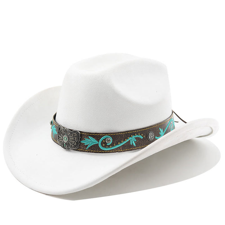Chapeau de cowboy western vintage à large bord pour l'été - Blanc - M (22"-22 7/8") - image 21